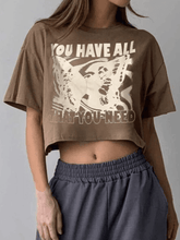 Kastenförmiges Crop-Top mit Vintage-Print